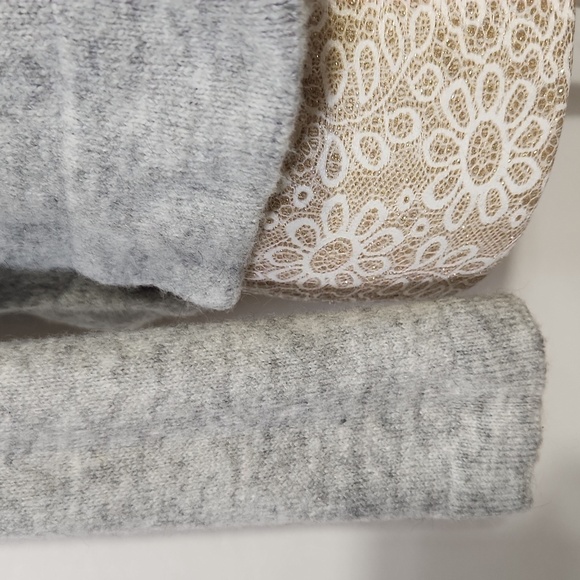 Topshop Cropped Top Sweater Grey Wool Blend Hooded Knit Women's SZ 8-10 Italy - Picture 7 of 16